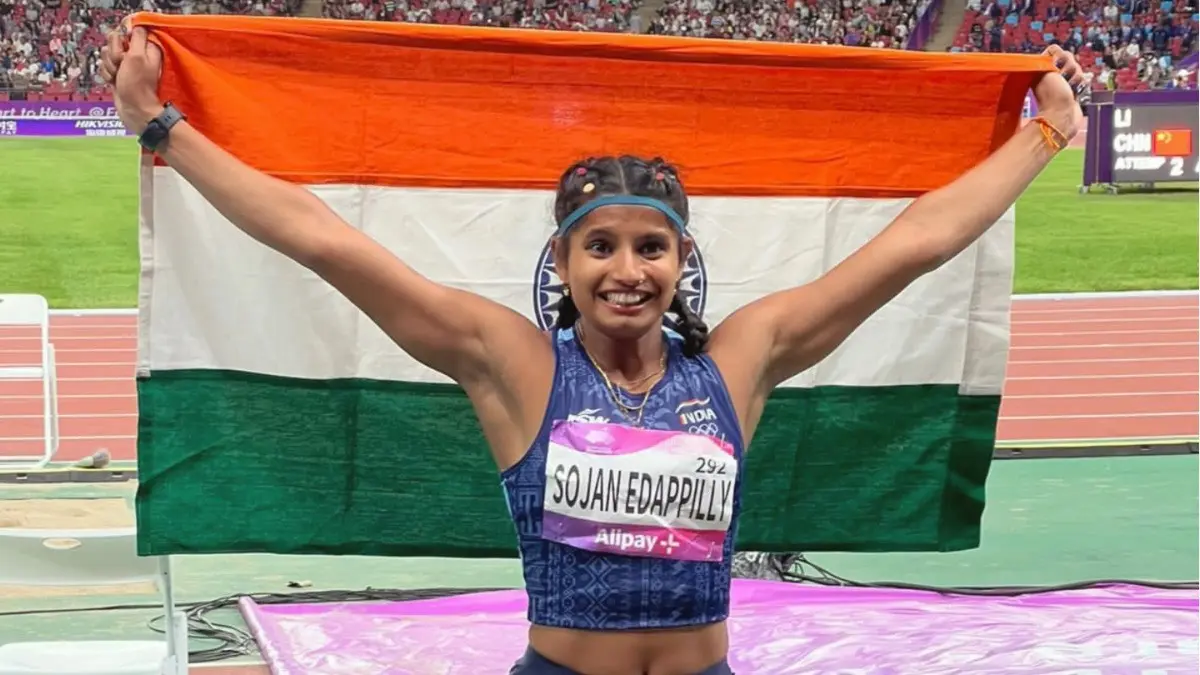 Ancy Sojan Scripts History, Shatters Anju Bobby George's Long-Standing Long Jump National Record In Bhubaneswar Ancy Sojan during Asian Games 2023