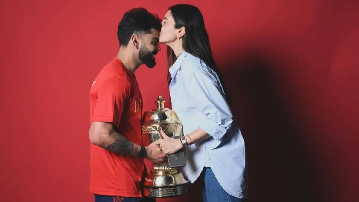 IPL 2026 Trophy Third Wheels Anushka Sharma-Virat Kohli's Romantic Moment After RCB's Back-to-back Win Anushka's post for Virat