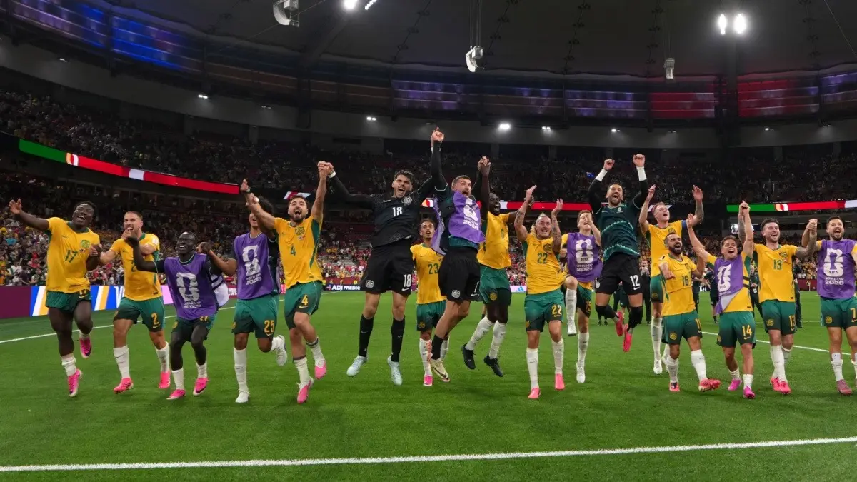 Australia Spoil Turkiye’s Return To FIFA World Cup With Commanding 2-0 Victory Australia players celebrate after win over Turkiye