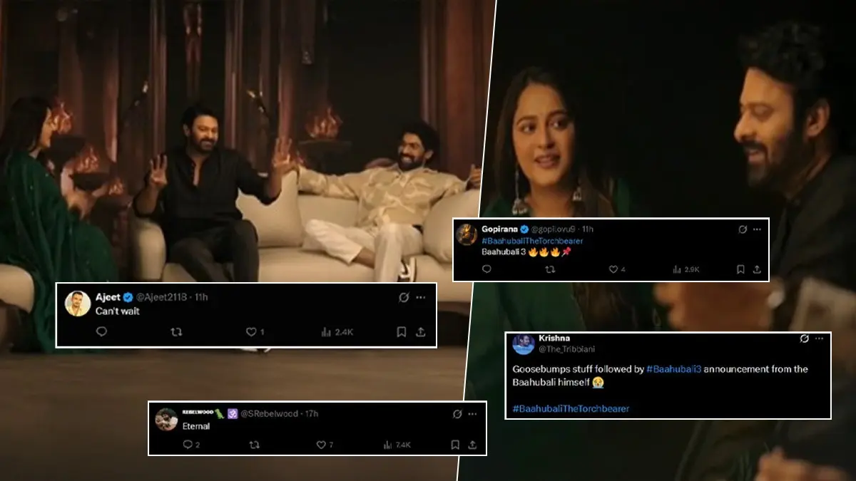 Baahubali 3 Takes Over X After Prabhas' Tease And Fans Can't Keep Calm Baahubali team reunited in Netflix series Baahubali: The Torchbearer