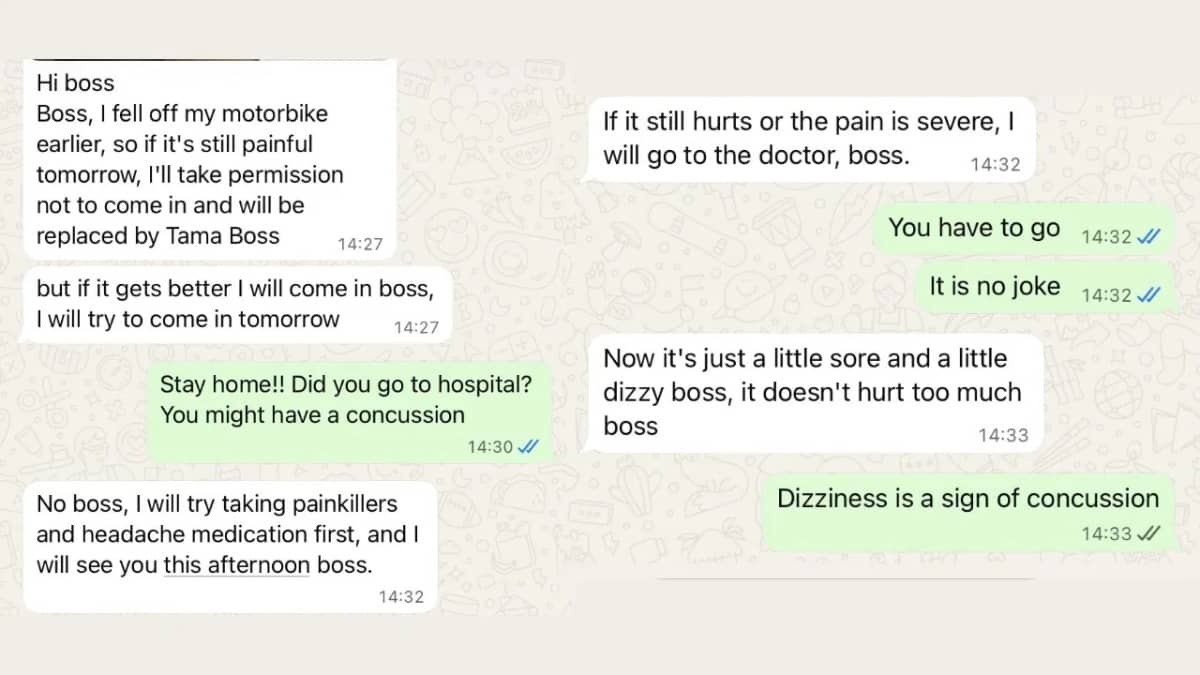 'Boss, Just a Little Dizzy’: A Company's Founder’s Viral Chat With Injured Employee Who Tried to Work After Bike Crash Wins Hearts Online