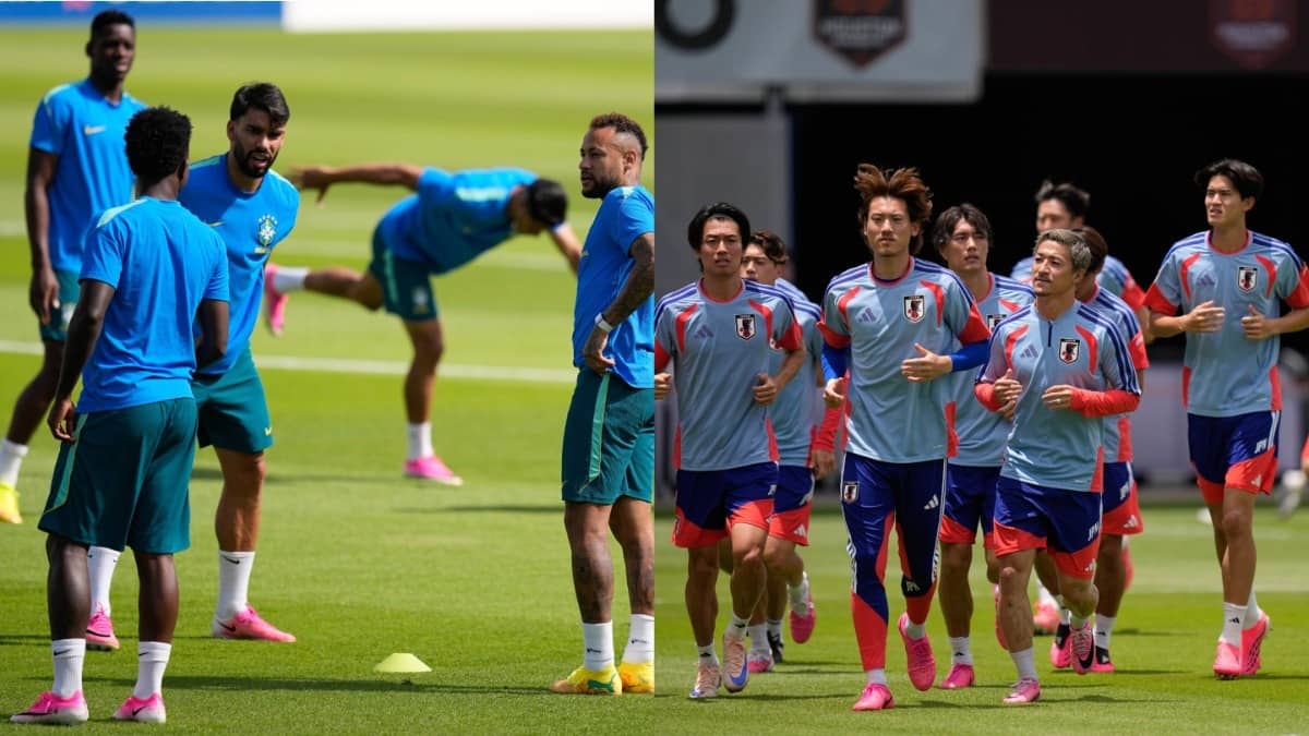 Brazil and Japan players practicing ahead of FIFA World Cup 2026 clash