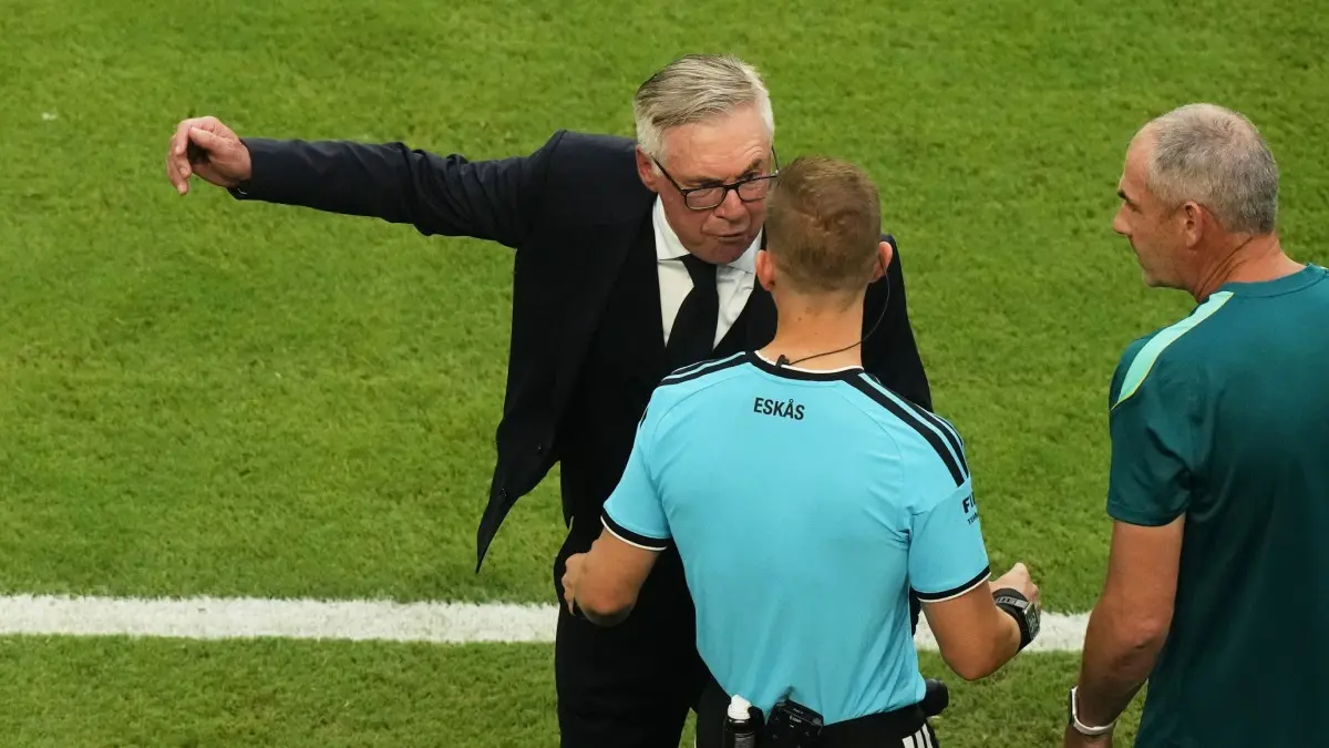 FIFA World Cup 2026: Brazil Demands Referee Removed From Future Fixtures After Controversial Call Disallows Vinicius Jr Goal Brazil coach Carlo Ancelotti argue with match officials