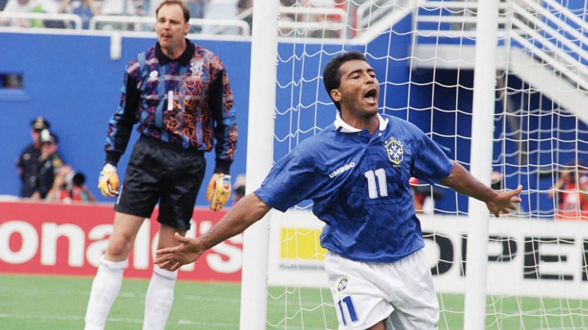 Brazil's Romario celebrates his goal