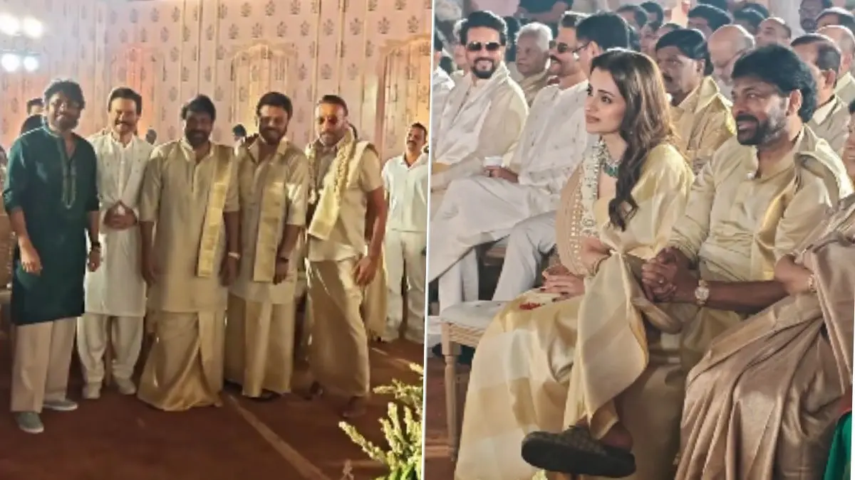 Viral Video: Chiranjeevi, Nagarjuna, Trisha, Anil Kapoor, Venkatesh And Other Celebs Attend Khushbu Sundar's Daughter's Wedding In Goa Celebs at Khushbu Sundar's daughter's wedding