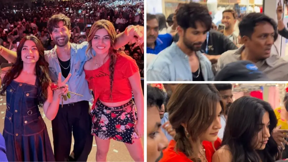 Viral Video: Chaos Ensues At Cocktail 2 Pune Event, Shahid Kapoor, Rashmika Mandanna And Kriti Sanon Make Hurried Exit As Crowd Gets Unruly Chaos at Cocktail 2 Pune event