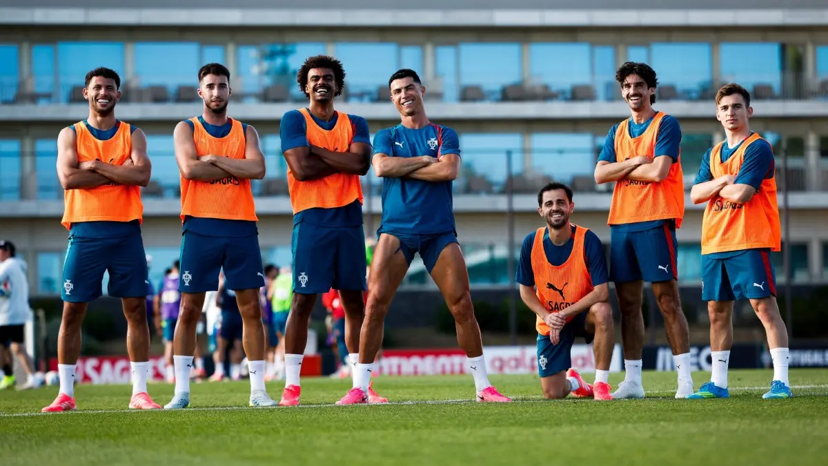 Portugal's FIFA World Cup Jersey Numbers Unveiled; Ruben Neves To Wear Late Diogo Jota's 21 Cristiano Ronaldo alongside other Portugal players at a practice session