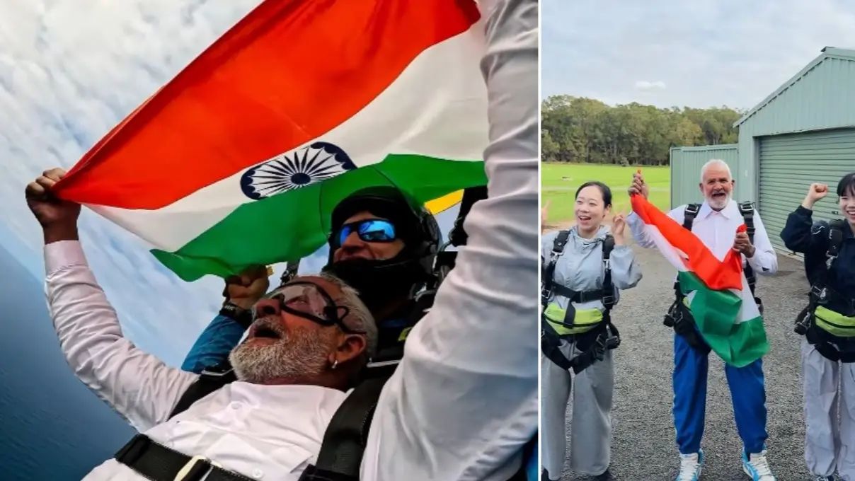 Viral Video: "डरता कौन है...", 80 साल के हरियाणवी दादाजी ने 18,000 फीट की ऊंचाई पर लहराया तिरंगा, स्काईडाइविंग देख विदेशी छोरियां हुई फैन Dada ji skydiving Viral Video