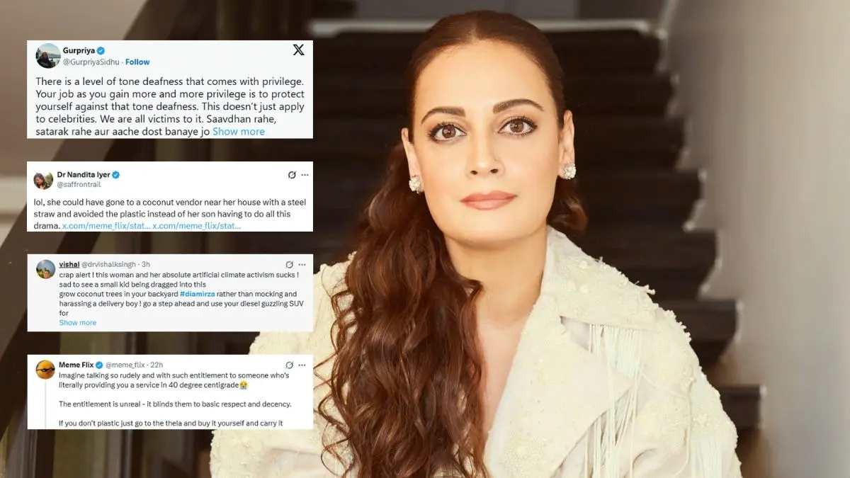 Dia Mirza Faces Backlash After Her 5-Year-Old Son Schools Delivery Boy Over Plastic Bags, Internet Calls Actress 'Entitled' Dia Mirza Faces Backlash After Her 5-Year-Old Son Schools Delivery Boy Over Plastic Use
