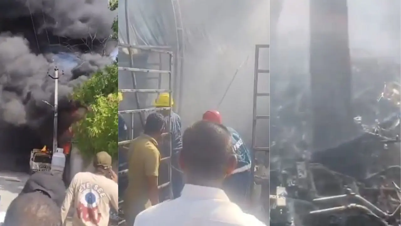 Massive Fire Engulfs EV Warehouse in Hyderabad's Moosapet, No Casualties Reported EV Warehouse Set Ablaze in Hyderabad's Moosapet