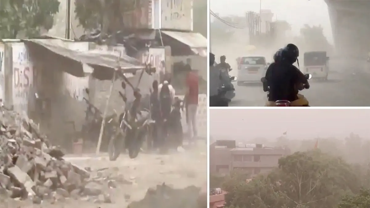 From 40°C to 29°C In Minutes! Dust Storm Sweeps Through Delhi, IMD Sounds Red Alert; Rain Next From 40°C to 29°C In Minutes! Dust Storm Sweeps Through Delhi, IMD Sounds Red Alert; Rain Next