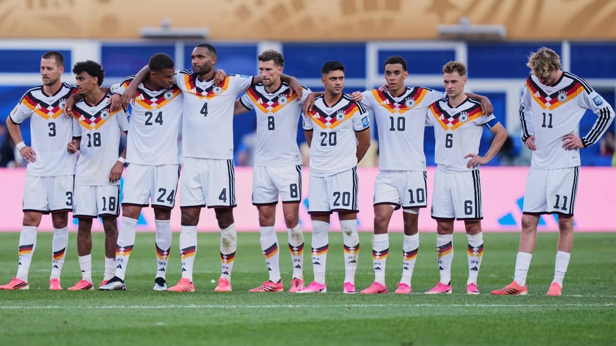 Germany players react during FIFA World Cup match