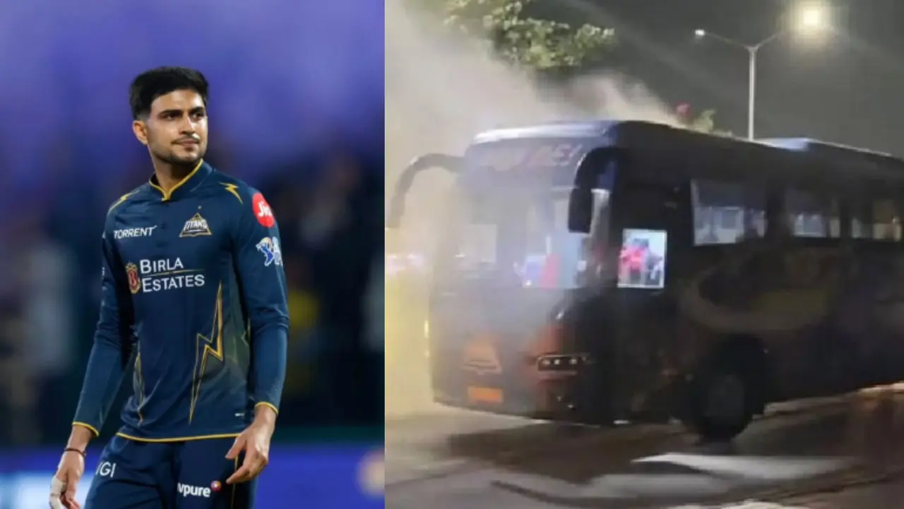 IPL 2026 फाइनल हार के बाद गुजरात टाइटंस की बस में लगी आग, होटल लौटते समय हादसा, बाल-बाल बची टीम Gujarat Titans Bus Catches Fire