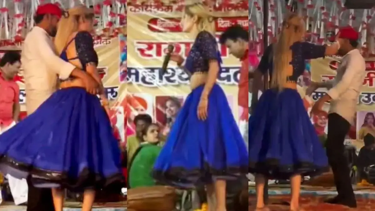 VIRAL VIDEO: 'कमर पर हाथ लगाओगे, एक मिनट में धो दूंगी...', स्टेज पर युवक ने छेड़ा तो डांसर ने जड़ा जोरदार तमाचा; कहा- कहीं भी... haryanvi-dancer-dimple-choudhary-slaps-youth-stage-misbehavior-hathras-video-goes-viral