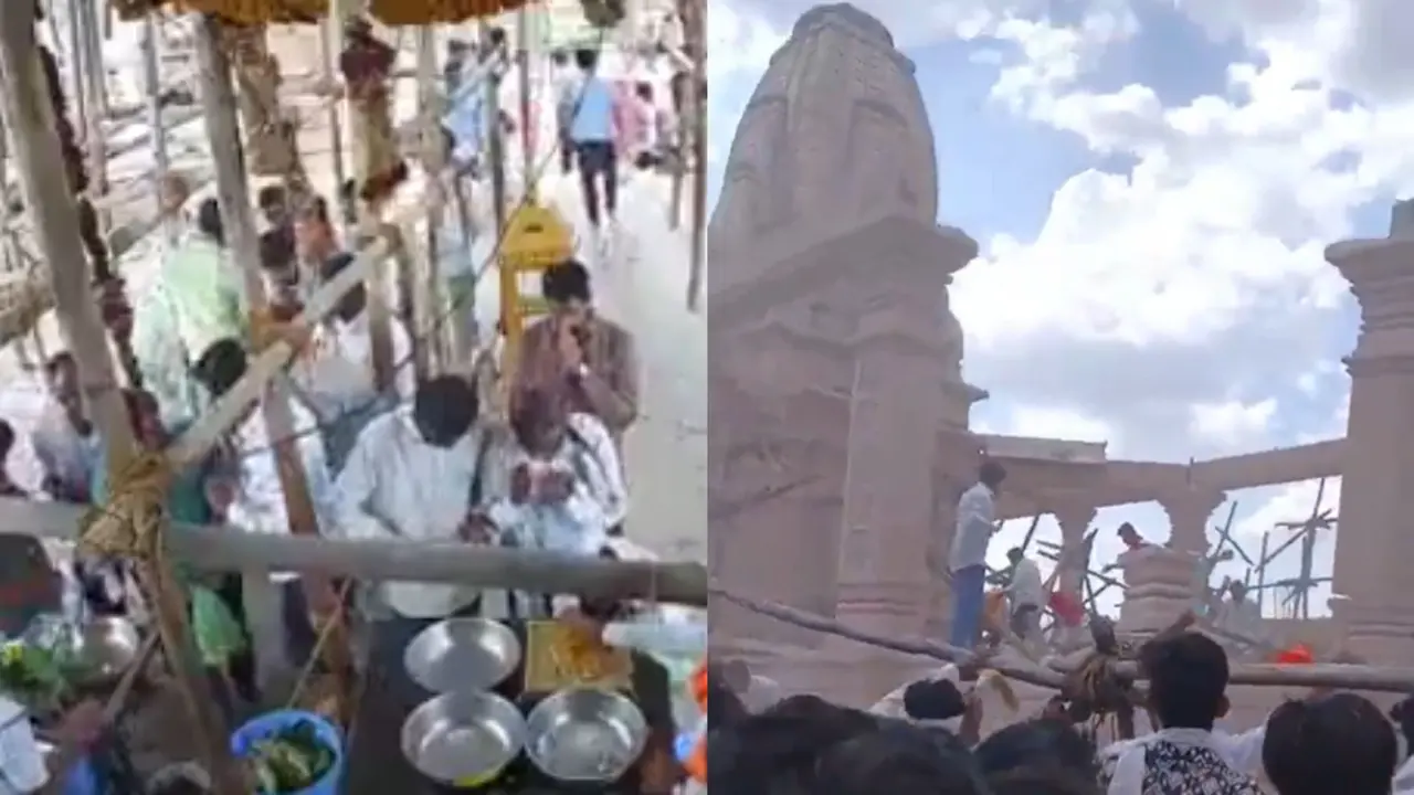 Chilling CCTV Footage Shows Hanuman Temple Roof Collapsing Suddenly In Maharashtra, 6 Devotees Killed, 20 Injured Horrific CCTV Footage Shows Hanuman Temple Roof Collapsing Suddenly In Maharashtra, 40 Devotees Trapped