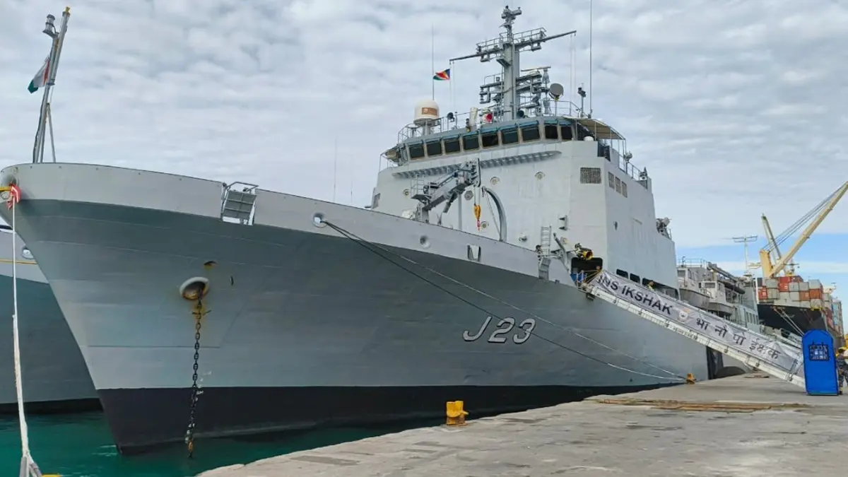 INS Ikshak Arrives in Seychelles, Bolstering Maritime Ties During National Day Celebrations Amid PM Modi's Visit INS Ikshak Arrives in Seychelles, Bolstering Maritime Ties During National Day Celebrations Amid PM Modi's Visit
