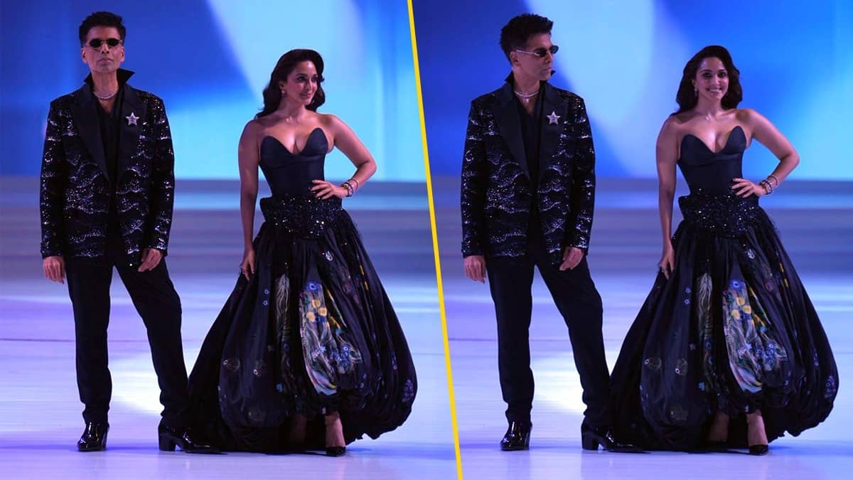 Kiara Advani and Karan Johar walked the ramp in Rahul Mishra outfits
