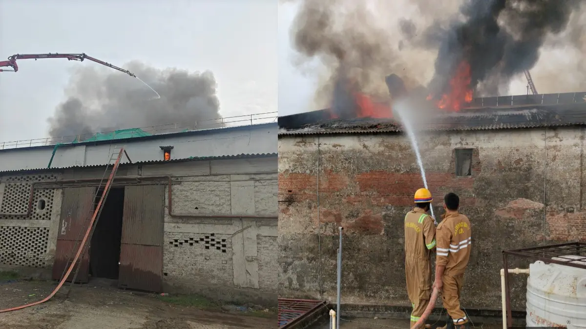Massive Fire Breaks Out at Lucknow Cold Storage, Six Fire Tenders Deployed Massive Fire Breaks Out at Lucknow Cold Storage, Six Fire Tenders Deployed