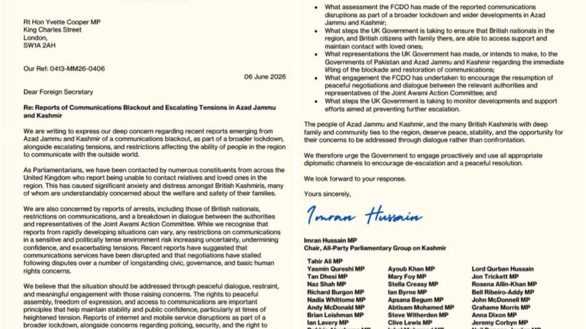 Over 50 British Parliamentarians Raise Concerns Over 'Arrests And Escalating Tensions' In PoJK