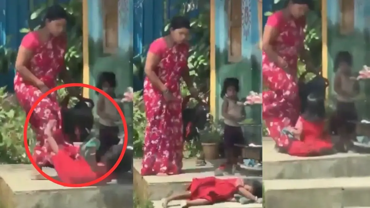 Panvel Shocker: Mother Detained After Kicking Toddler Outside Anganwadi, Viral Video Sparks Outrage Panvel Shocker: Mother Detained After Kicking 2-Year-Old Daughter Outside Anganwadi, Viral Video Sparks Outrage | VIDEO