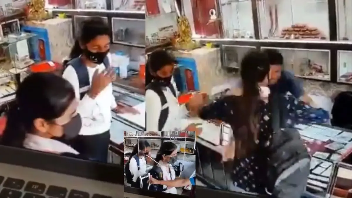 चेहरे पर मास्क और जेब में पेपर स्प्रे... पटना में ज्वेलरी शॉप लूटने पहुंचीं दो लड़कियां, दुकान में ही हो गईं लॉक-VIDEO Patna Jewellery Shop Robbery