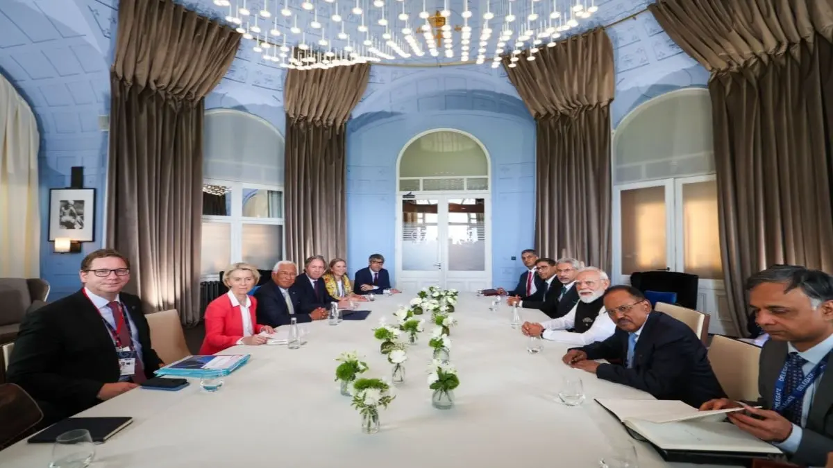 PM Modi Holds Trilateral Meeting With EU Leaders Costa, Von Der Leyen On Sidelines Of G7 Summit PM Modi Holds Trilateral Meeting With EU Leaders Costa, Von Der Leyen On Sidelines Of G7 Summit