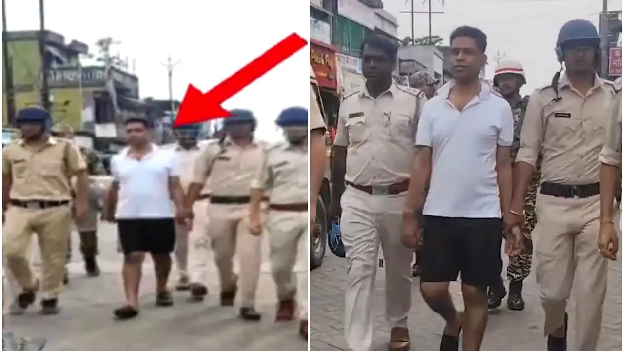 'Pushpa' Paraded In Half-Pants: Video Of Arrested TMC Leader Jahangir Khan's Public Humiliation In Falta Goes Viral 'Pushpa' Paraded In Half-Pants: Video Of TMC Leader Jahangir Khan's Public Humiliation After Arrest In Falta Goes Viral