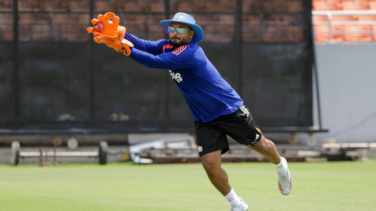Rishabh Pant at a practice session