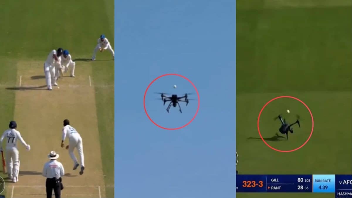 Fact Check: IND vs AFG टेस्ट मैच में ऋषभ पंत के शॉट से मैदान पर गिरा ड्रोन? सोशल मीडिया पर Video Viral, सच्चाई क्या है?