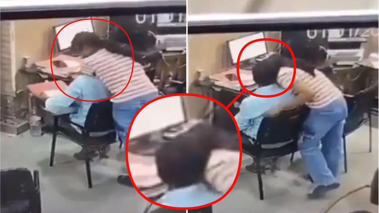 Romance In UP Police Station! Female Cop Kisses Male Colleague, Man Suspended As Video Goes Viral | WATCH Romance In UP Police Station! Female Cop Kisses Male Colleague, Man Suspended As Video Goes Viral | WATCH