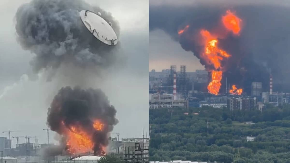 republicworld.com - Garvit Parashar - Russian Air Defence Missile Reportedly Blasts Moscow Oil Refinery Roof Into the Sky During Ukrainian Drone Raid