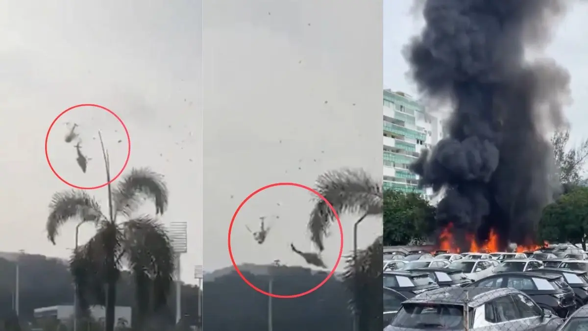 Brazil: हवा में टकराए दो हेलीकॉप्टर, चारों तरफ फैल गई आग, 6 लोगों की मौत; VIDEO Six killed after two helicopters collide mid-air in Rio de Janeiro