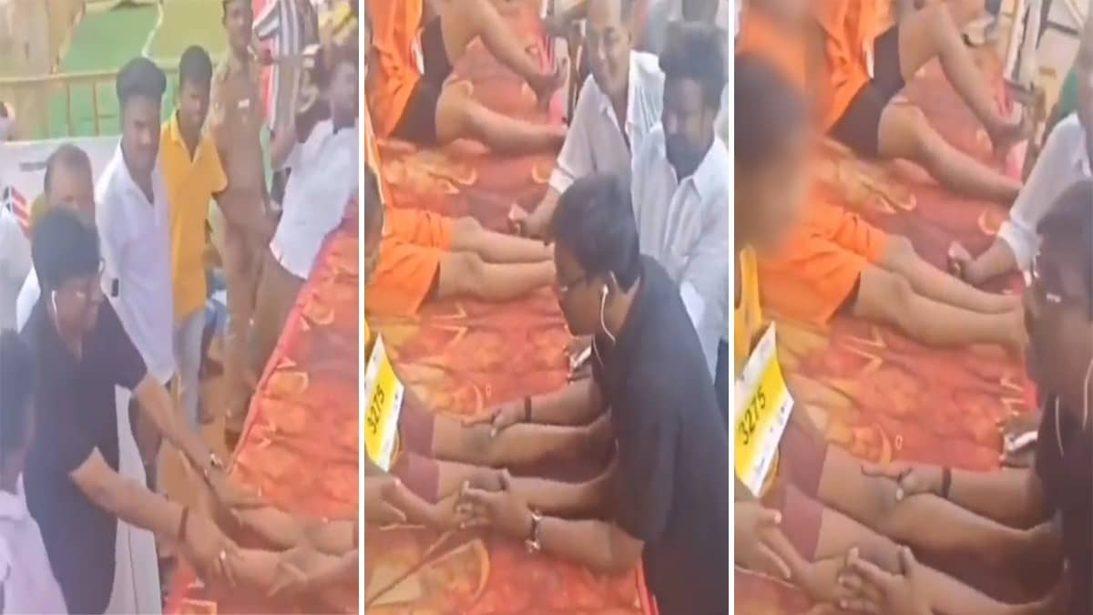 Tamil Nadu Education Minister Viswanathan's Video Goes Viral, Opposition Claims He Touched Young Girls 'Inappropriately'