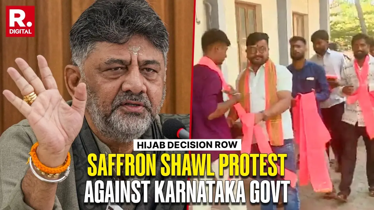 Hindu Groups Launch Saffron Shawl Protests Across Karnataka After Govt's Hijab Policy Tensions Grip As Hindu Groups Launch Saffron Shawl Protests Across Karnataka After Govt's Hijab Policy