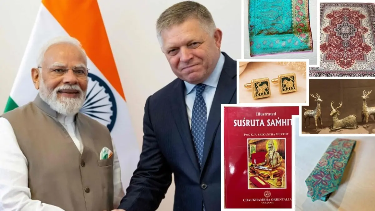 Thekua, Himroo Silk Tie, Kashmiri Carpet, Charaka Samhita: Significance of PM Modi's Gifts to Dignitaries in Slovakia Thekua, Himroo Silk Tie, Kashmiri Carpet, Charaka Samhita: Significance of PM Modi's Gifts to Dignitaries in Slovakia