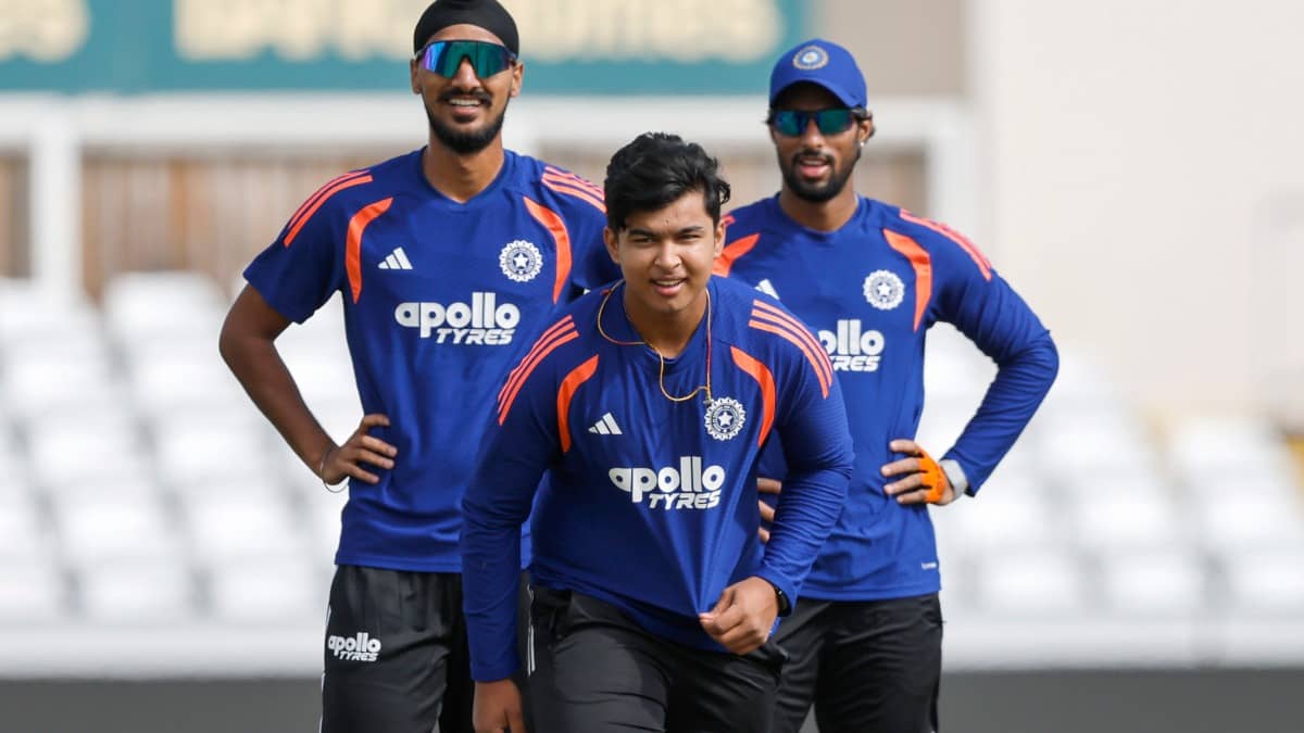 Vaibhav Sooryavanshi at a practice session