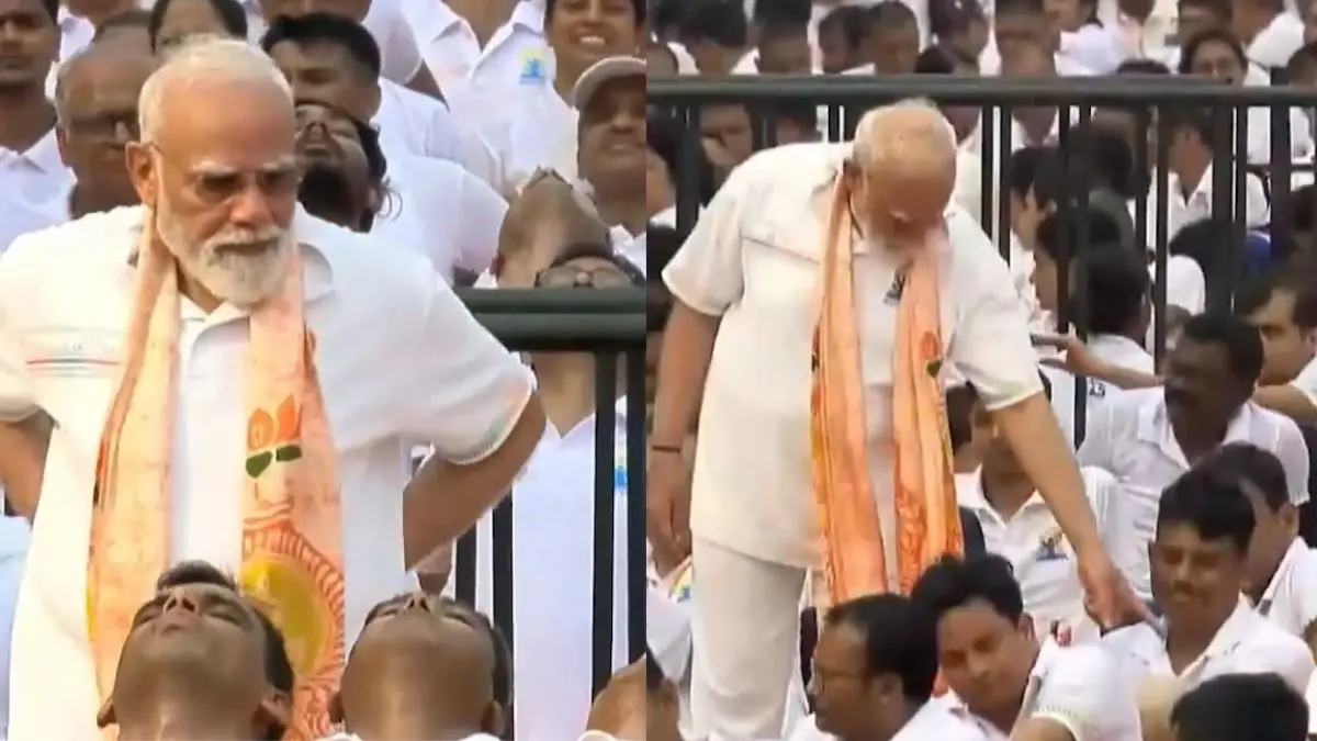 Video: PM Modi Guides Participants on Correct Postures at 12th International Yoga Day 2026 in Kolkata Video: PM Modi Guides Participants on Correct Postures at 12th International Yoga Day 2026 in Kolkata