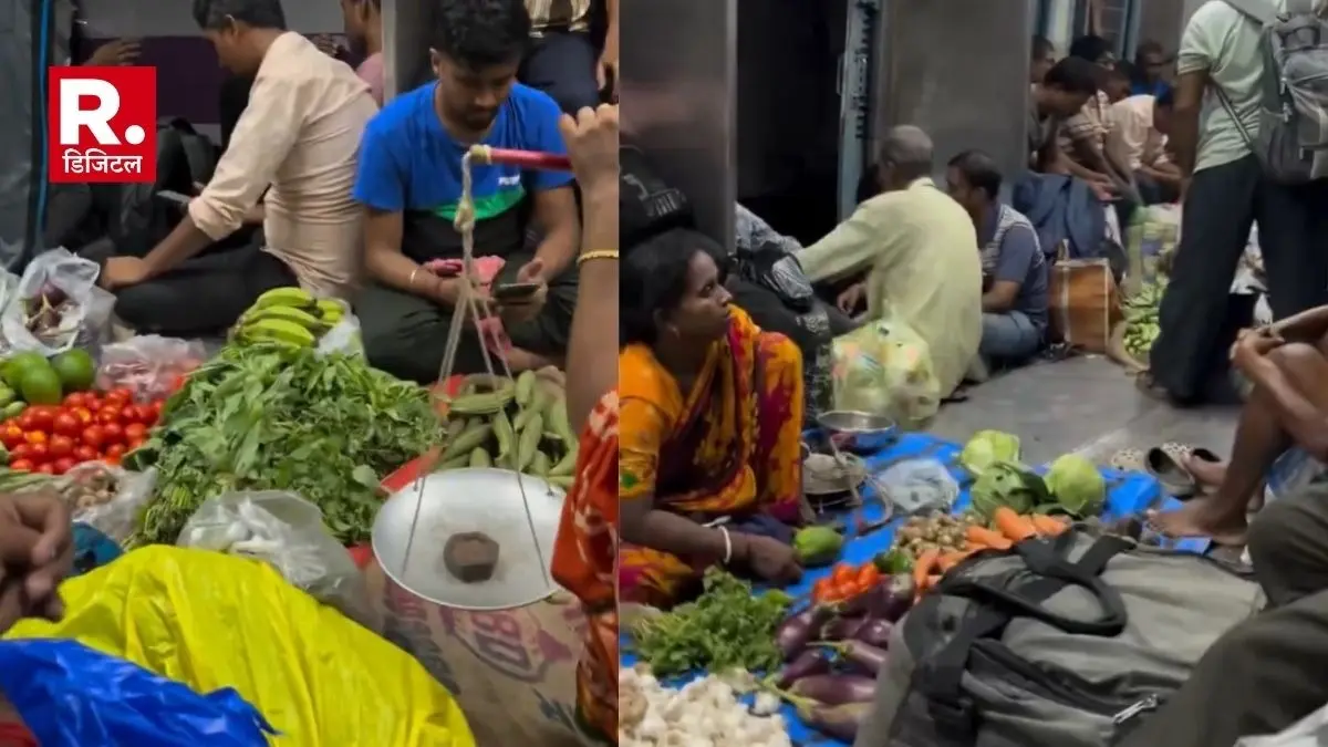 VIRAL VIDEO: ट्रेन पर सफर का मजा लीजिए और साथ-साथ सब्जी की खरीदारी भी, बाजार जाने का झंझट खत्म, नजारा देख चौंके नेटिजंस viral local train turns into moving vegetable market