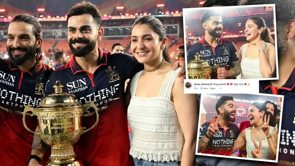 Virat-Anushka: हाथों में IPL ट्रॉफी और माथे पर अनुष्का की KISS, 'किंग कोहली' की इस तस्वीर ने जीता दिल; फैंस बोले- 'काम कर गया लेडी लक' virat-kohli-anushka-sharma-ipl-2026 trophy- forehead kiss-rcb-win rcb vs gt final match virushka moment