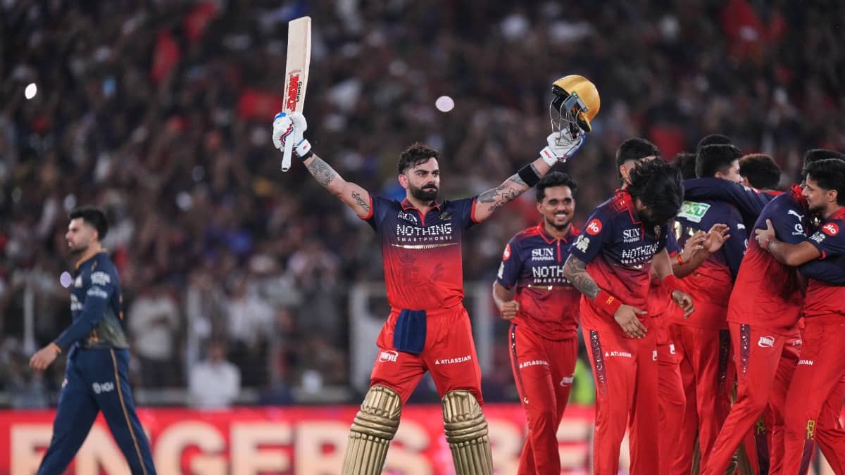 Virat Kohli celebrates after RCB defeated GT in IPL final