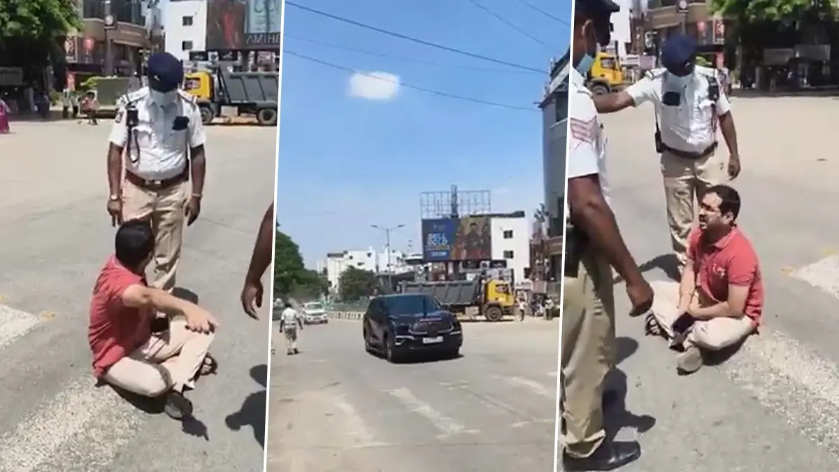 'My Wife is Pregnant': Enraged Bengaluru Man Sits on Road In Protest As Traffic Halted For At least 30 Mins For Governor's Convoy X