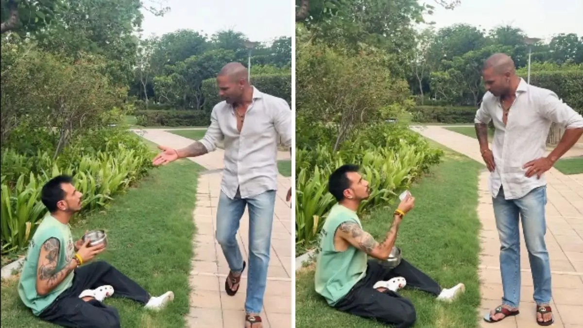 Yuzvendra Chahal: क्रिकेटर से सीधे 'भिखारी' बने युजवेंद्र चहल, बीच सड़क पर 'गब्बर' ने लगाई क्लास; कहा - 'शर्म नहीं आती...'- VIDEO yuzvendra-chahal-shikhar-dhawan-turns-beggar-funny-video viral Indian cricket players