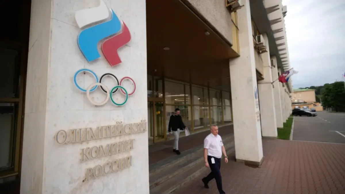 Russia Heads To Sports Court To Overturn Its Ban From International Track And Field A man walks from the Russian National Olympic Committee building in Moscow