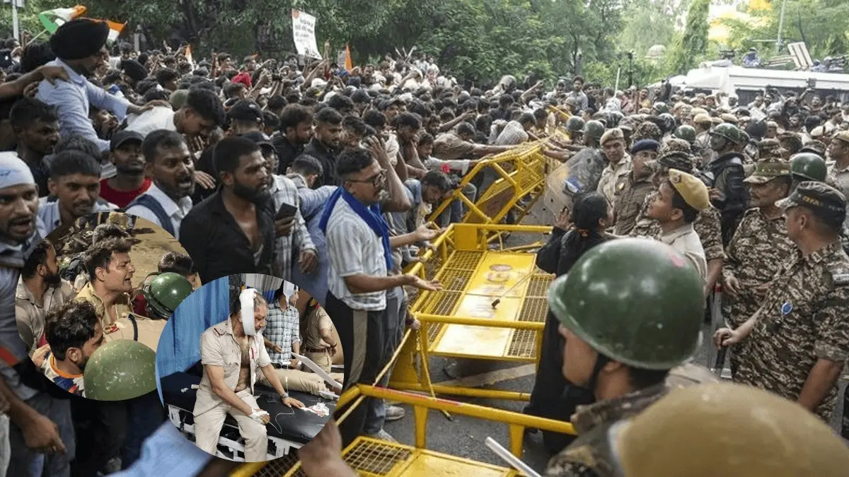 Brazen Attack on Delhi Police: Stones And Bottles Hurled, Two ACPs Injured in Brutal Attack by CJP Protesters Brazen Attack on Delhi Police: Stones And Bottles Hurled, Two ACPs Injured in Brutal Attack by CJP Protesters