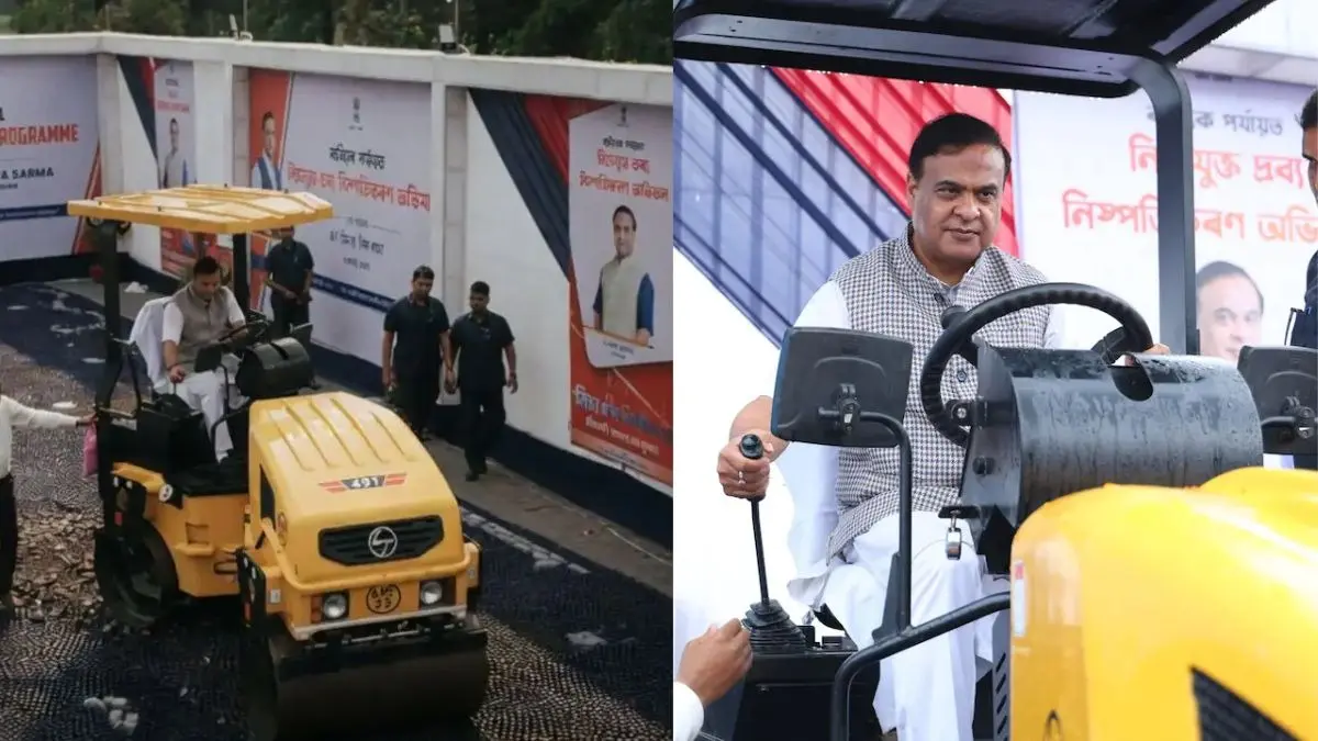 CM हिमंता बिस्वा सरमा का 'सिंघम' अवतार! खुद रोड रोलर चलाकर कुचल दी 472 करोड़ से अधिक की ड्रग्स, Video Viral cm himanta biswa sarma drugs