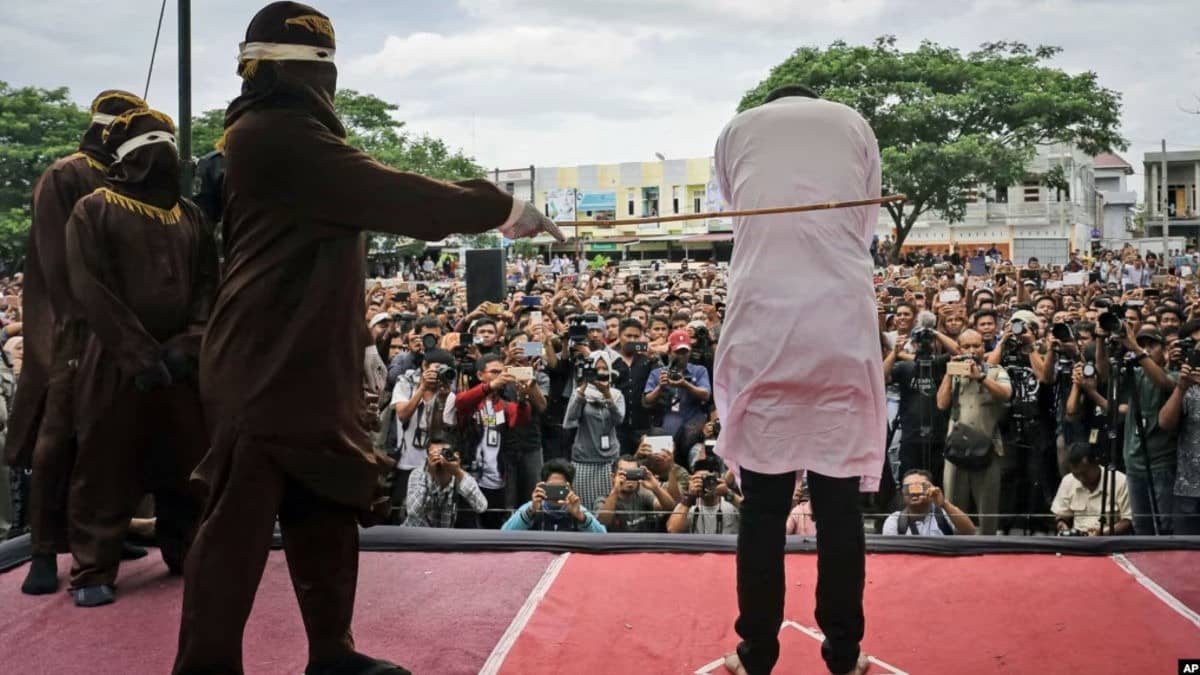 Couple Caught Kissing On TikTok Livestream Brutally Caned In Public For 'Violating Islamic Sharia Law'