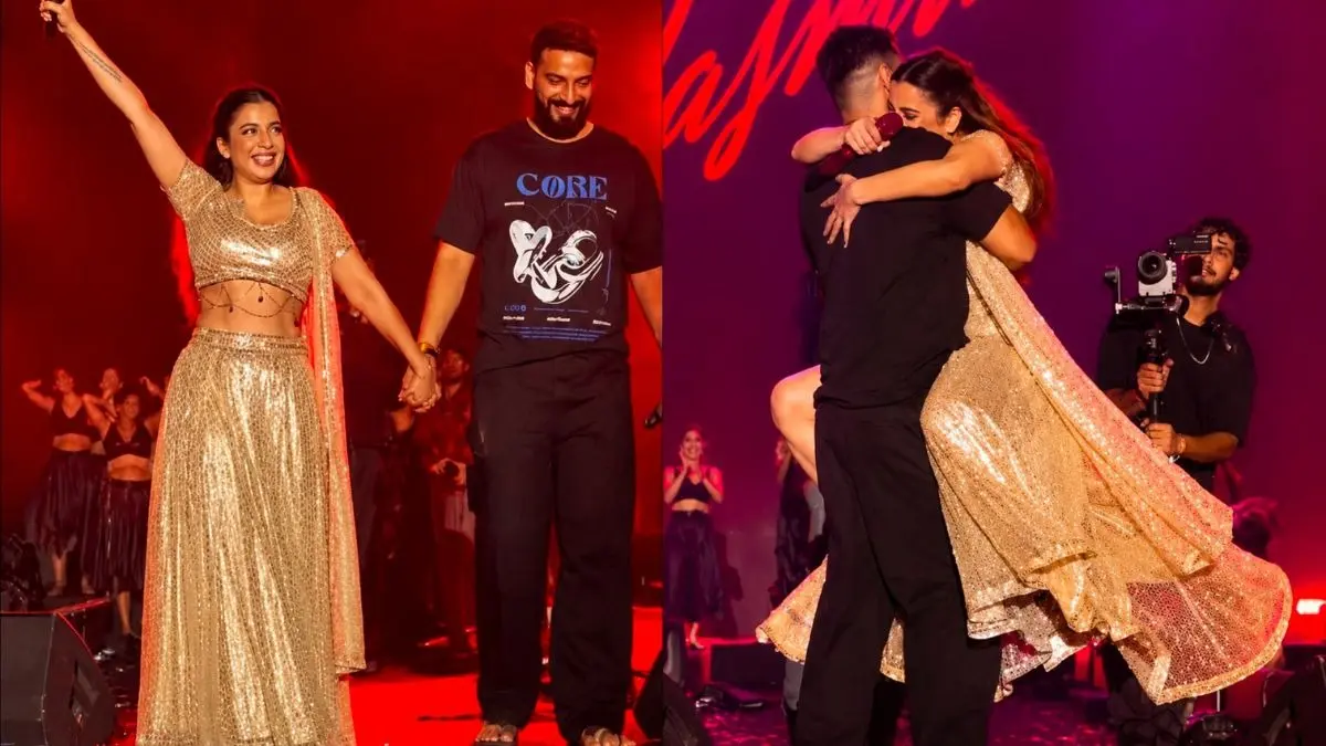 Dhurandhar Singer Jasmine Sandlas Introduces Her Fiancé During Delhi Concert, Shows Off Her Engagement Ring | See Viral Video Dhurandhar Singer Jasmine Sandlas Introduces Her Fiancé