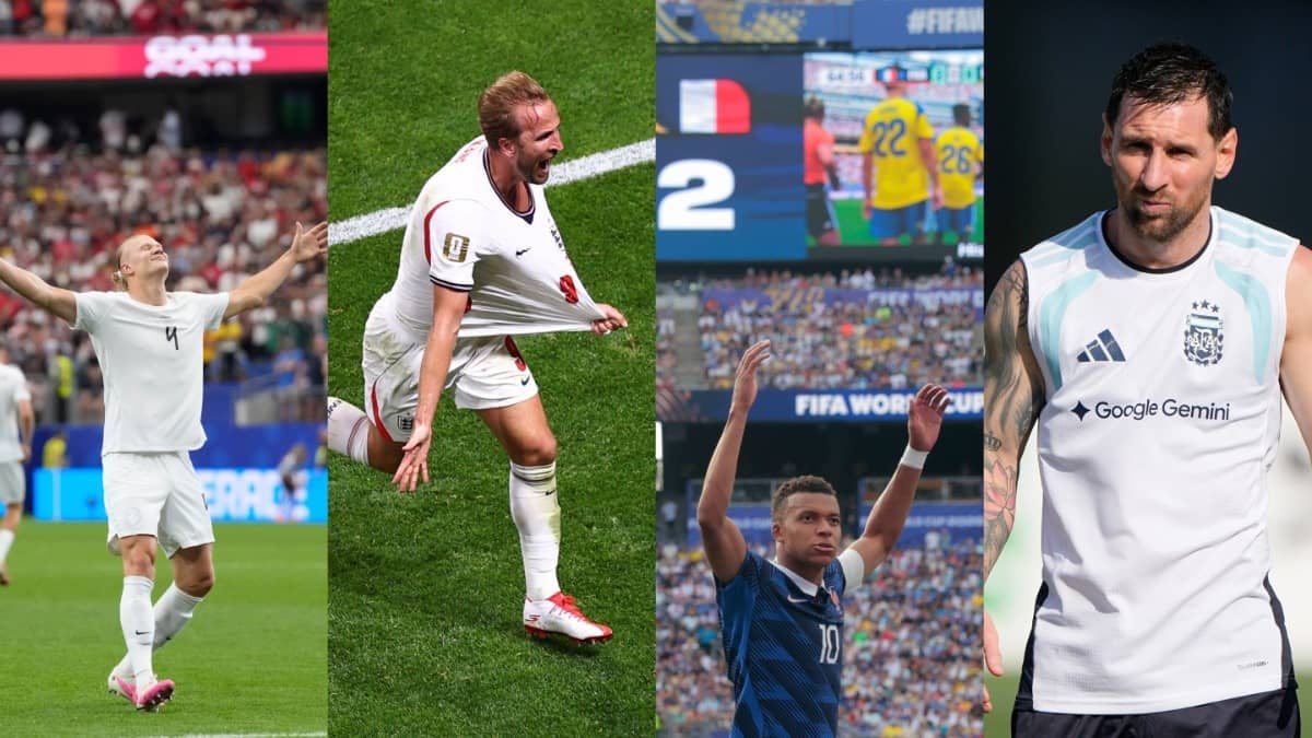 Erling Haaland, Harry Kane, Kylian Mbappe, and Lionel Messi