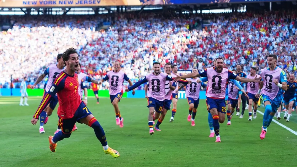 No Messi Magic In New York As Spanish Armada Lift The FIFA World Cup 2026 Ferran Torres celebrating after scoring the winner for Spain against Argentina