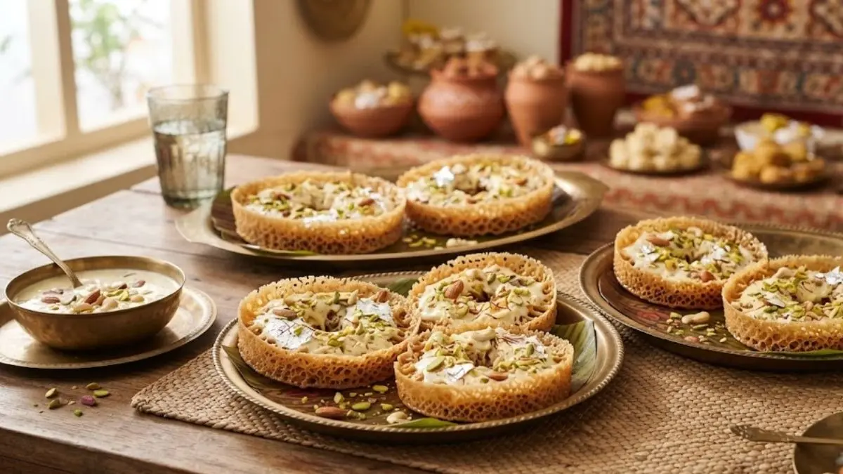 Ghevar Recipe: सावन में त्योहारों का मजा हो जाएगा दोगुना, घर पर ही बनाएं बाजार जैसा जालीदार घेवर Ghevar Recipe